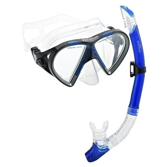 Phantom Aquatics Italian Design Snorkeling Full Face Snorkel Mask 40 Foldable 180 Degree Panoramic View Snorkeling Mask Fin Snorkel Set PK-WT